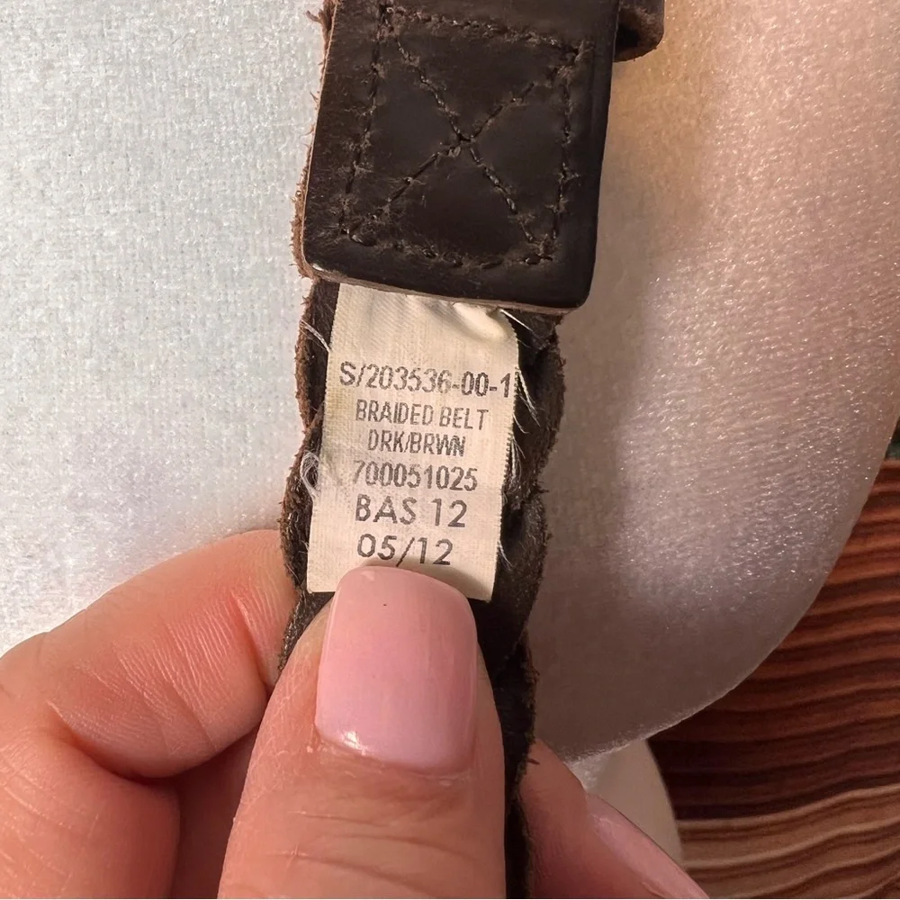 Vintage Gap Leather Braided Brown Belt, Silver Buckle, XL
